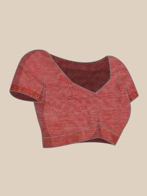 Sangam Prints Maroon Cotton Woven Work Traditional Saree 5