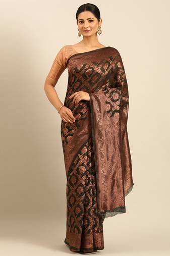 Sangam Prints Bottle Green Cotton Woven Work Traditional Saree