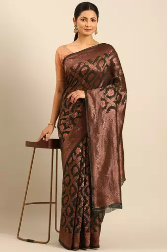 Sangam Prints Bottle Green Cotton Woven Work Traditional Saree