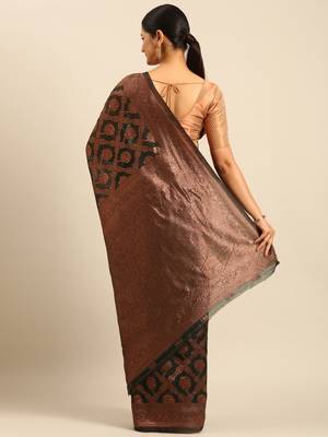 Sangam Prints Bottle Green Cotton Woven Work Traditional Saree 4