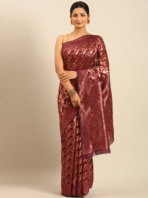 Sangam Prints Purple Cotton Woven Work Traditional Saree 1