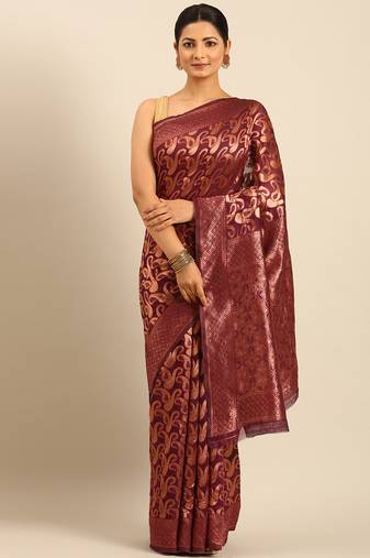 Sangam Prints Purple Cotton Woven Work Traditional Saree