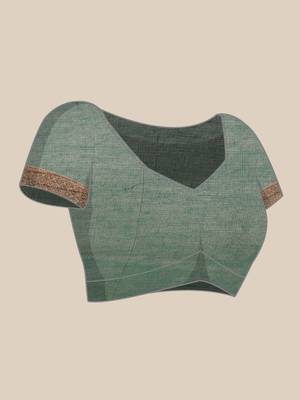 Sangam Prints Green Cotton Woven Work Traditional Saree 5