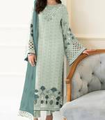 Sky blue embroidered faux georgette semi stitched salwar suit