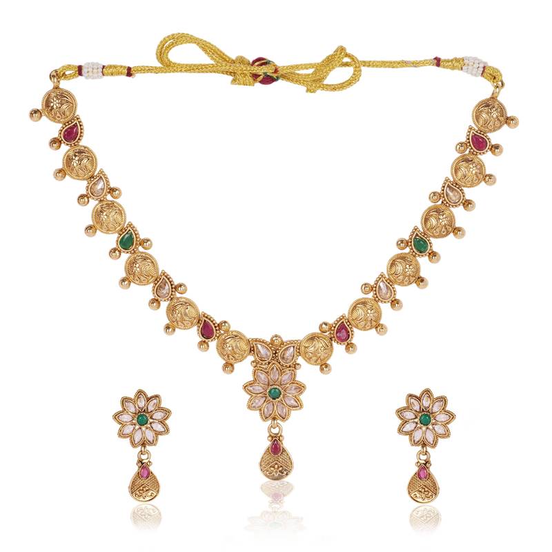   Temple jewellery matte finish necklace sets for wo 