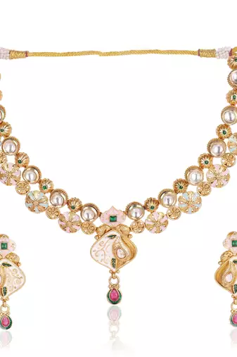   copper temple rajwadi style jewellery set      