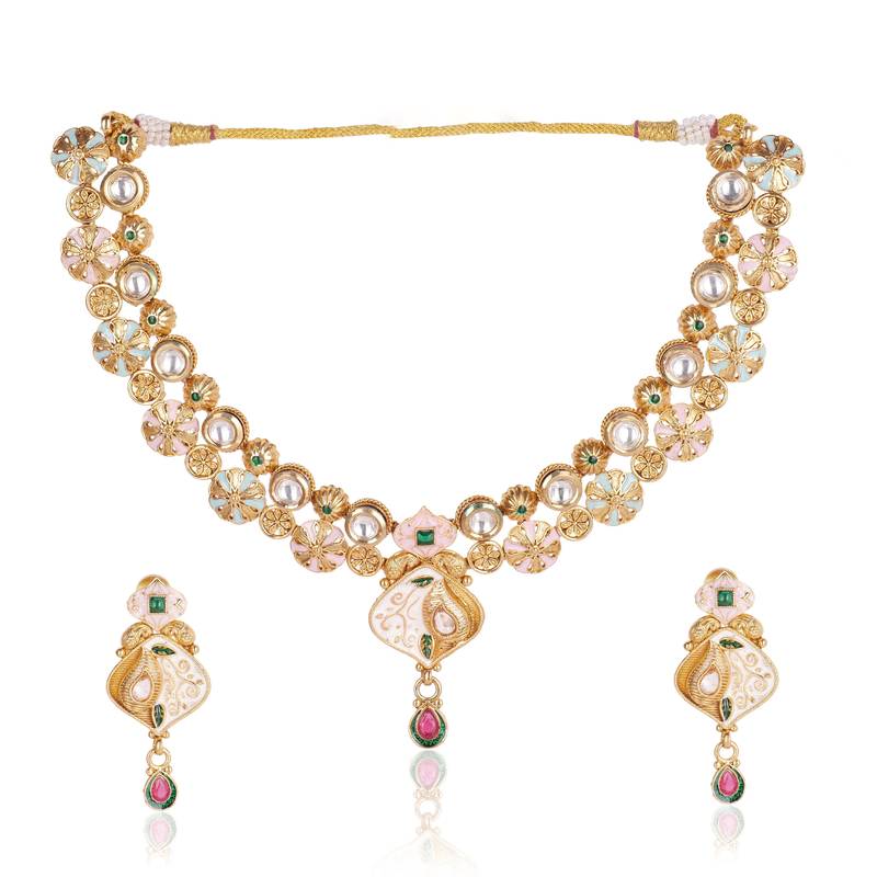   copper temple rajwadi style jewellery set      