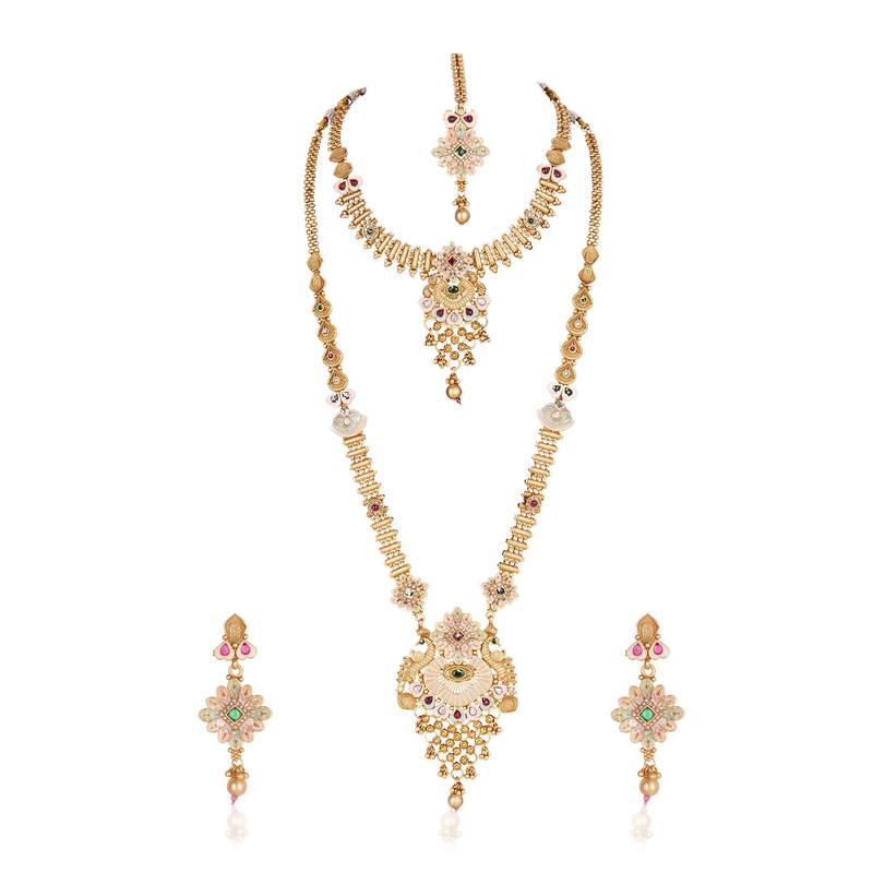  copper Combo temple rajwadi style jewellery set