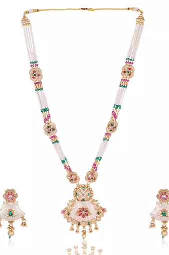   copper temple rajwadi style jewellery set      