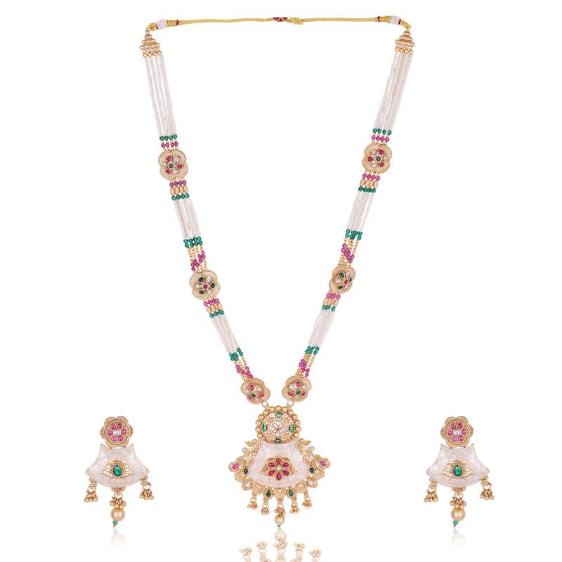   copper temple rajwadi style jewellery set      
