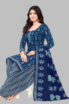 Unstitched crepe salwar suit material printed 1