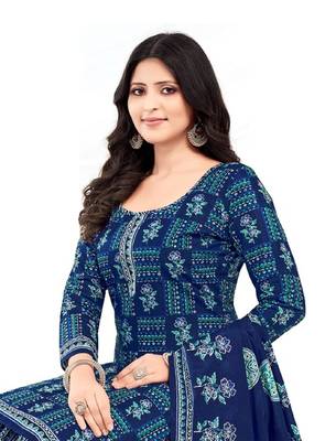 Unstitched crepe salwar suit material printed 2