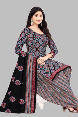 Unstitched crepe salwar suit material printed 1