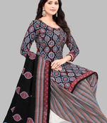 Unstitched crepe salwar suit material printed