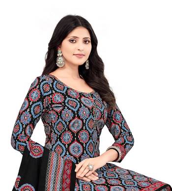 Unstitched crepe salwar suit material printed 2