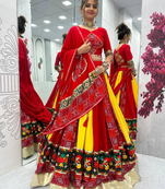 Anara Navratri Collection: Designer Red Semi Stitched Lehenga Choli