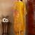 Mustard embroidered silk blend stitched readymade suit