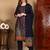 Navy blue woven silk blend stitched readymade suit