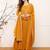 Mustard embroidered georgette stitched readymade suit