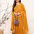 Mustard embroidered georgette stitched readymade suit