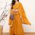 Mustard embroidered georgette stitched readymade suit