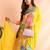 Yellow printed blended cotton stitched readymade suit