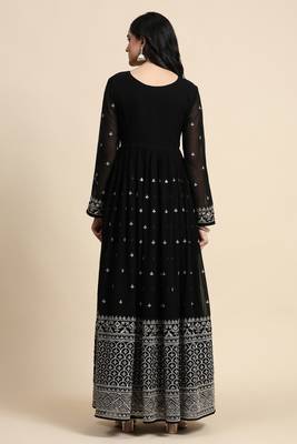  Georgette Embroidery Sequence Work Salwar Suit Set Anarkali Kurta Pant with Dupatta 3