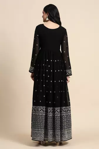 Trendmalls  Georgette Embroidery Sequence Work Salwar Suit Set Anarkali Kurta Pant with Dupatta