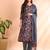 Grey printed rayon stitched readymade suit