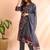 Grey printed rayon stitched readymade suit