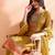 Mustard woven silk blend stitched readymade suit