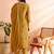Mustard woven silk blend stitched readymade suit