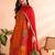Red printed chanderi silk stitched readymade suit