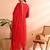 Red printed chanderi silk stitched readymade suit