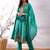 Teal woven organza stitched readymade suit
