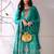 Teal woven organza stitched readymade suit