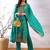 Teal woven organza stitched readymade suit