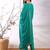 Teal woven organza stitched readymade suit
