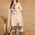 Cream embroidered silk blend stitched readymade suit
