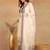 Cream embroidered silk blend stitched readymade suit