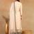 Cream embroidered silk blend stitched readymade suit