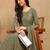Olive embroidered georgette stitched readymade suit