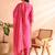 Pink embroidered silk blend stitched readymade suit