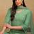 Green embroidered silk blend stitched readymade suit