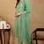 Green embroidered silk blend stitched readymade suit
