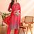 Red printed silk blend stitched readymade suit