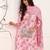Pink printed rayon stitched readymade suit