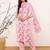 Pink printed rayon stitched readymade suit