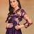 Purple printed silk blend stitched readymade suit