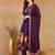 Purple printed silk blend stitched readymade suit